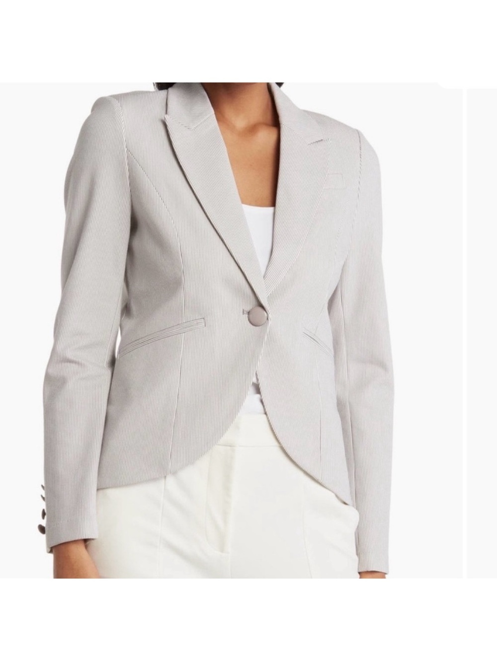 Nordstrom-Amanda & Chelsea-Gray Pinstripe One Button Blazer
